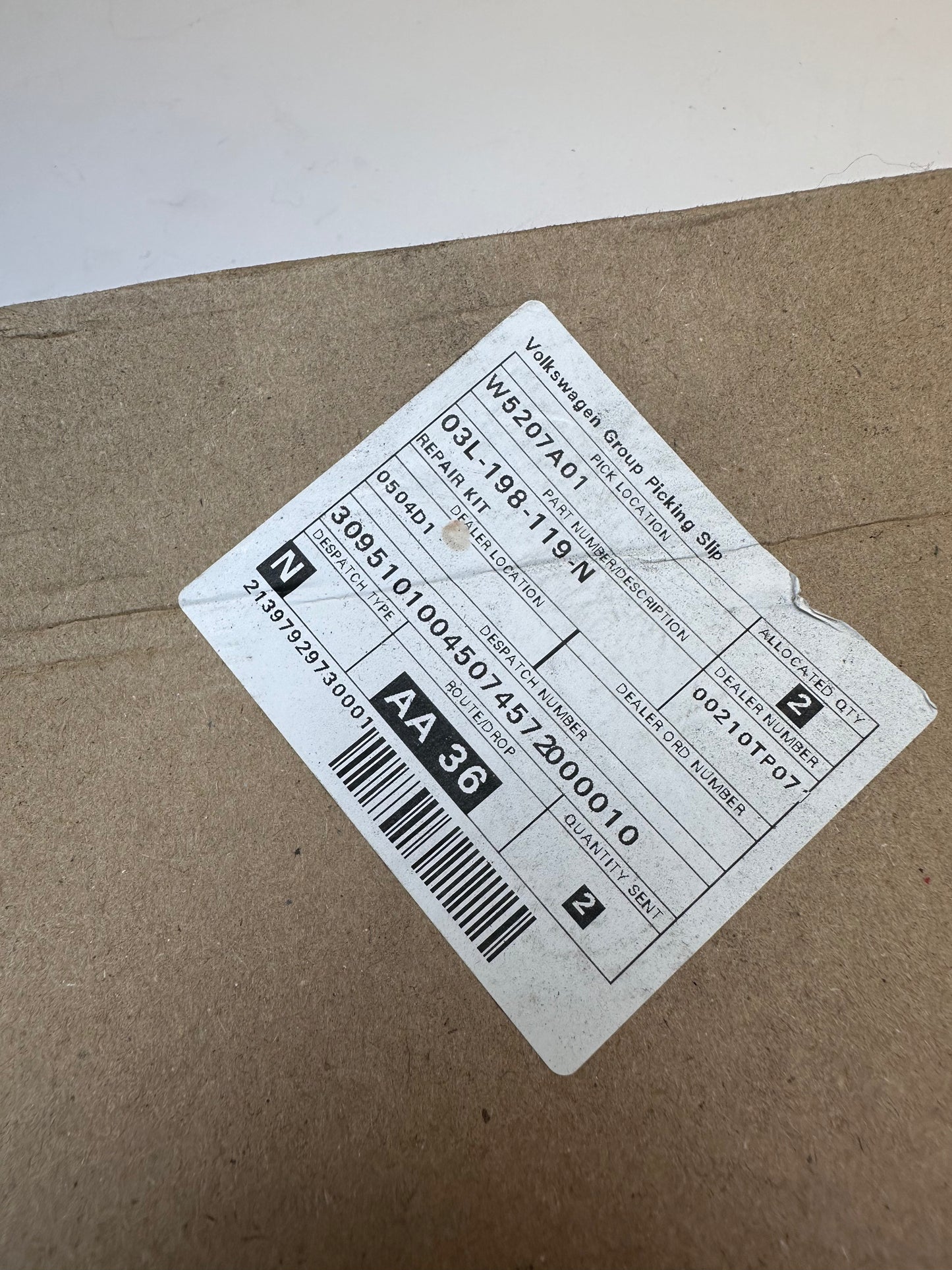 2.0TDI Genuine Timing Belt Kit (new old stock)